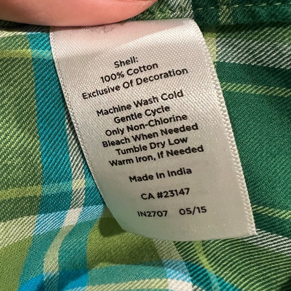 Talbots Green Plaid Lightweight Flannel - Picture 4 of 7